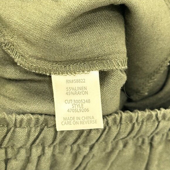 Max Studio London Womens Wide Leg Pants Size S Green Linen Blend Elastic Waist - Picture 4 of 12